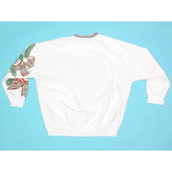 Vtg NUTCRACKER Ugly Christmas Glitter Ornaments Womens Sweatshirt Collar XL /204 - Picture 3 of 5